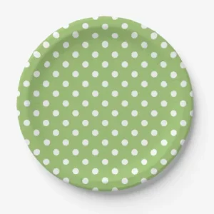 green white polka dots paper plates 16 pack