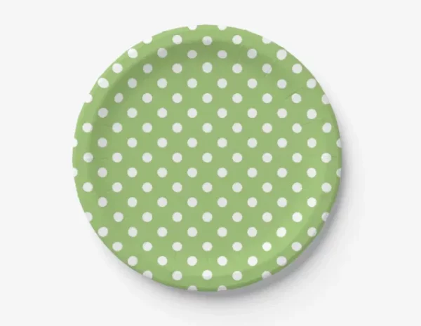 green white polka dots paper plates 16 pack